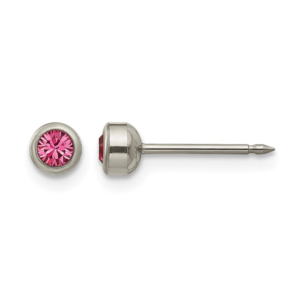 Inverness Titanium 4mm Rose Crystal Bezel Post Piercing Earrings
