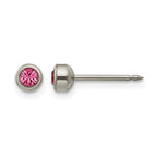 Inverness Titanium 4mm Rose Crystal Bezel Post Piercing Earrings