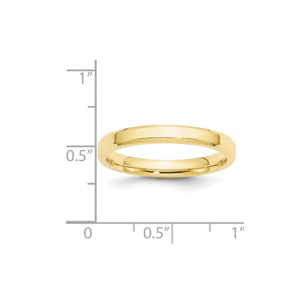 10k Yellow Gold 3mm Beveled Edge Comfort Fit Wedding Band