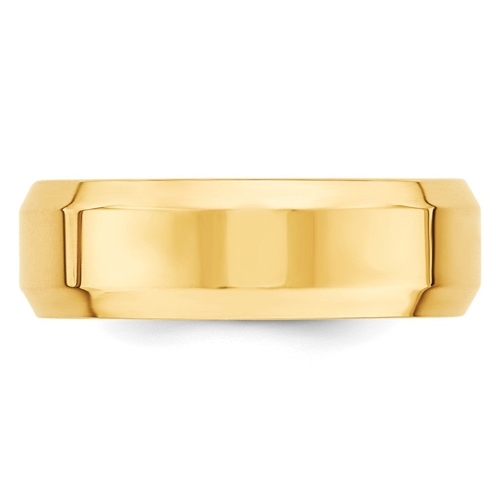 10k Yellow Gold 7mm Beveled Edge Comfort Fit Wedding Band