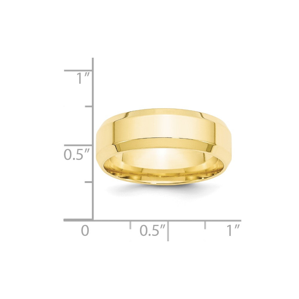10k Yellow Gold 7mm Beveled Edge Comfort Fit Wedding Band