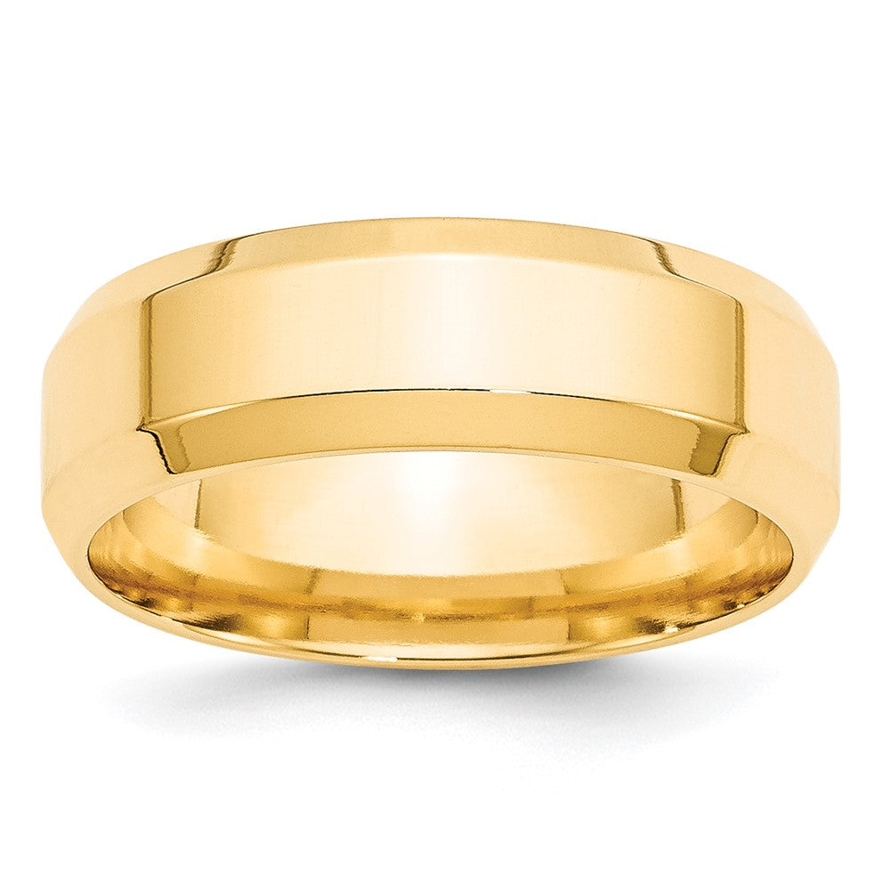 10k Yellow Gold 7mm Beveled Edge Comfort Fit Wedding Band