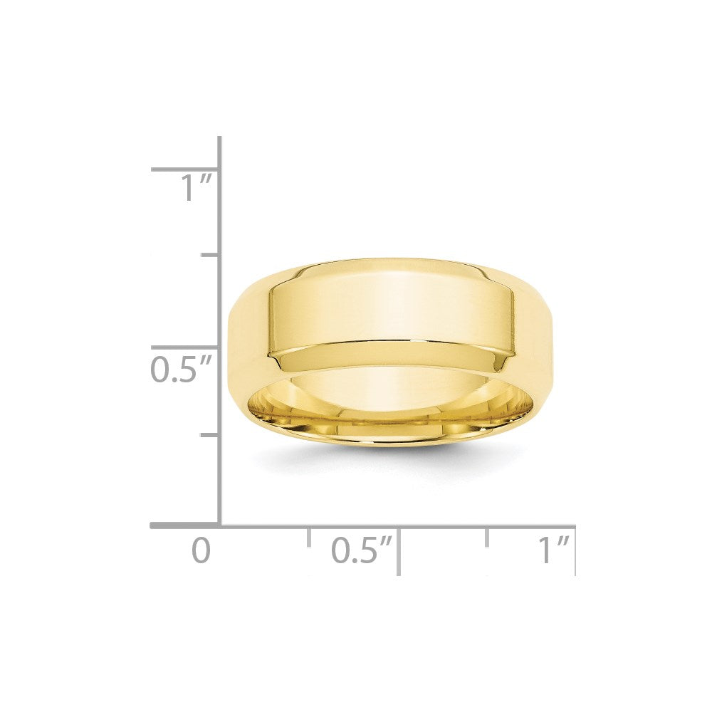 10k Yellow Gold 8mm Beveled Edge Comfort Fit Wedding Band