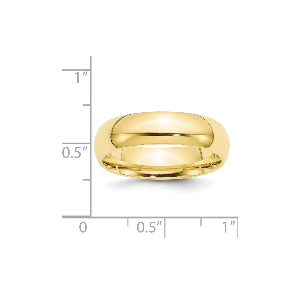 10k Yellow Gold 6mm Standard Weight Comfort Fit Wedding Band