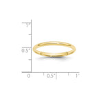 10k Yellow Gold 2mm Lightweight Comfort Fit Wedding Band