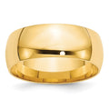 10k Yellow Gold 8mm Lightweight Comfort Fit Wedding Band