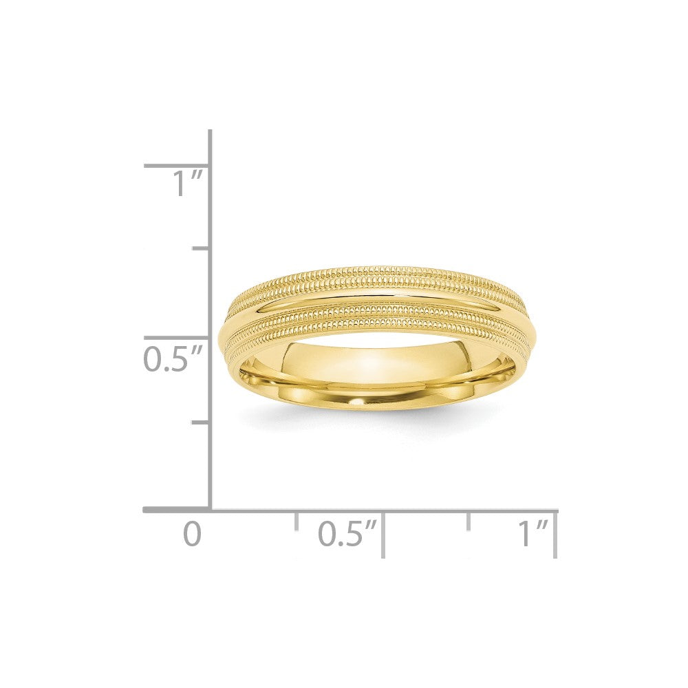 10k Yellow Gold 5mm Double Milgrain Comfort Fit Wedding Band