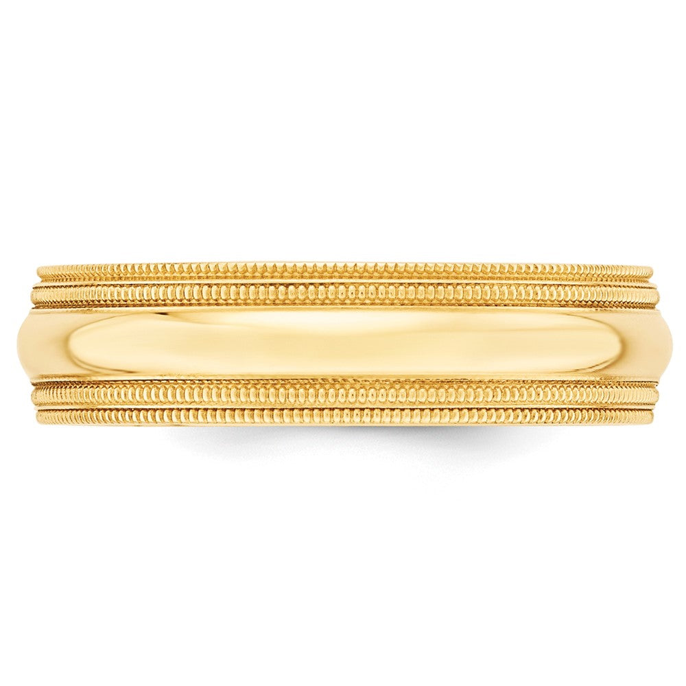 10k Yellow Gold 6mm Double Milgrain Comfort Fit Wedding Band
