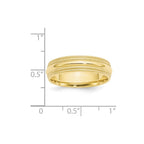 10k Yellow Gold 6mm Double Milgrain Comfort Fit Wedding Band