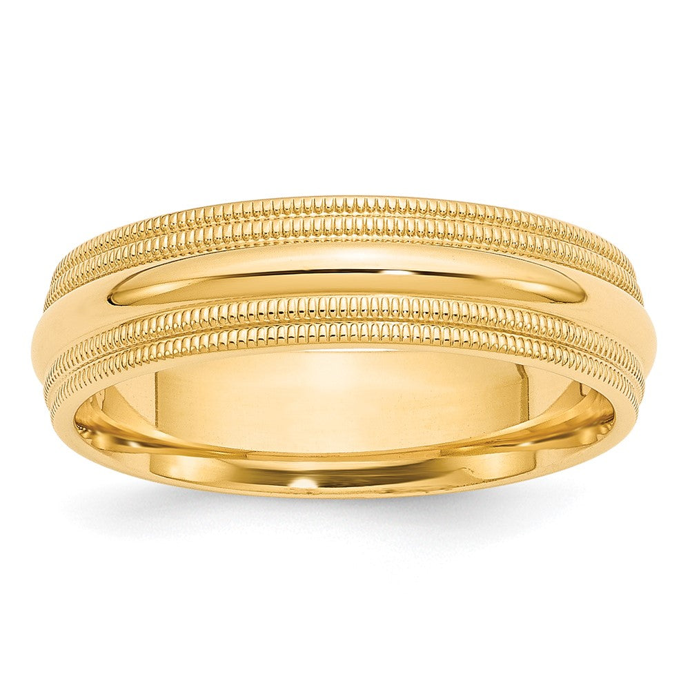 10k Yellow Gold 6mm Double Milgrain Comfort Fit Wedding Band