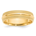 10k Yellow Gold 6mm Double Milgrain Comfort Fit Wedding Band