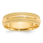 10k Yellow Gold 6mm Double Milgrain Comfort Fit Wedding Band