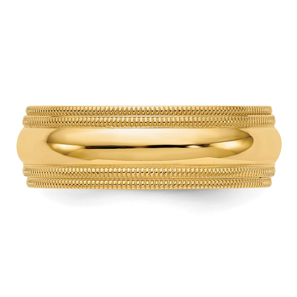 10k Yellow Gold 7mm Double Milgrain Comfort Fit Wedding Band