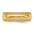 10k Yellow Gold 7mm Double Milgrain Comfort Fit Wedding Band