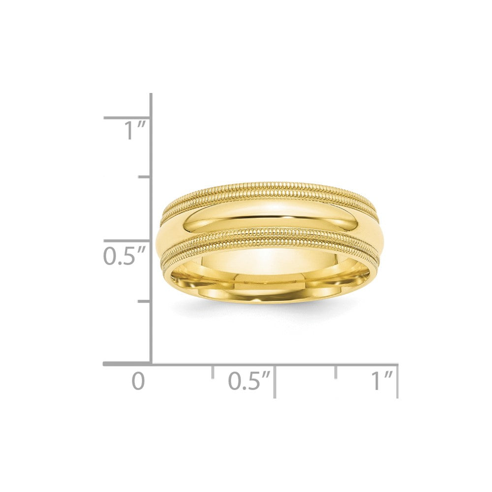 10k Yellow Gold 7mm Double Milgrain Comfort Fit Wedding Band