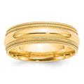 10k Yellow Gold 7mm Double Milgrain Comfort Fit Wedding Band