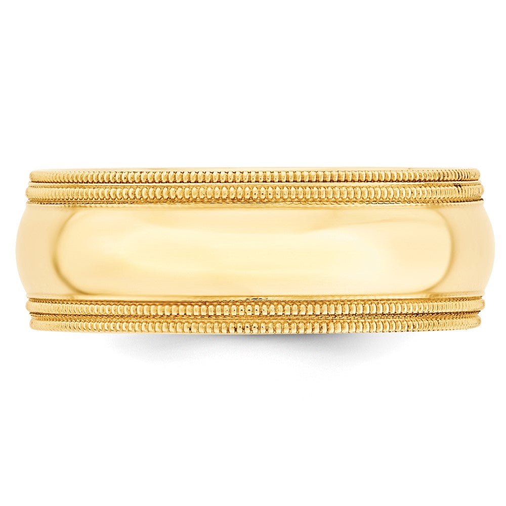 10k Yellow Gold 8mm Double Milgrain Comfort Fit Wedding Band