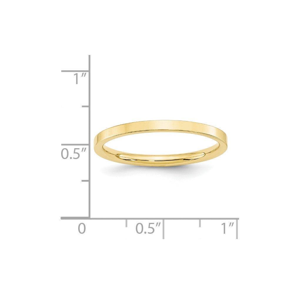 10k Yellow Gold 2mm Standard Weight Flat Comfort Fit Wedding Band