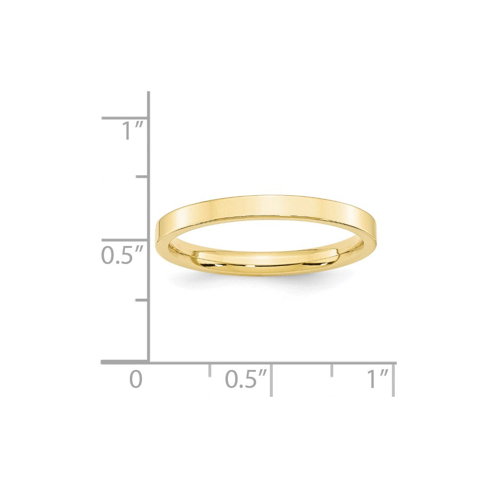 10k Yellow Gold 2.5mm Standard Weight Flat Comfort Fit Wedding Band