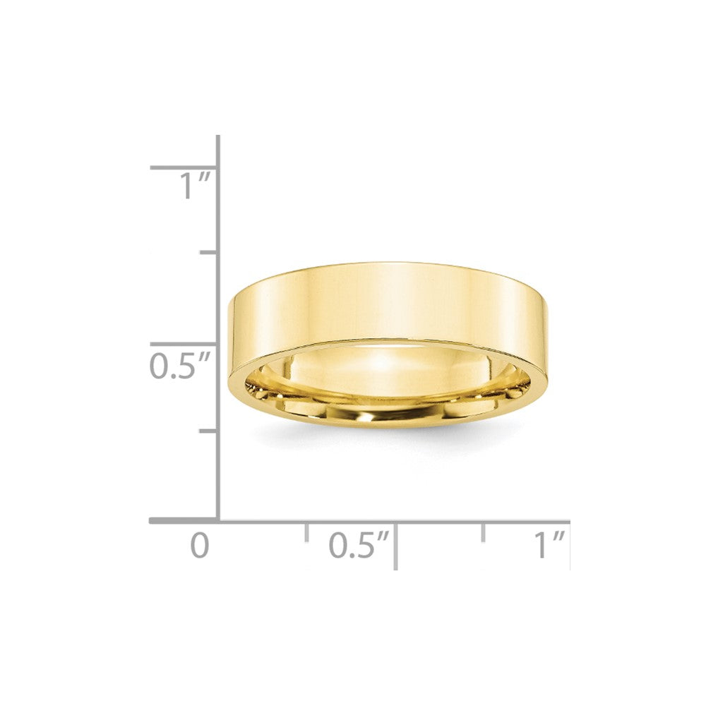 10k Yellow Gold 6mm Standard Weight Flat Comfort Fit Wedding Band