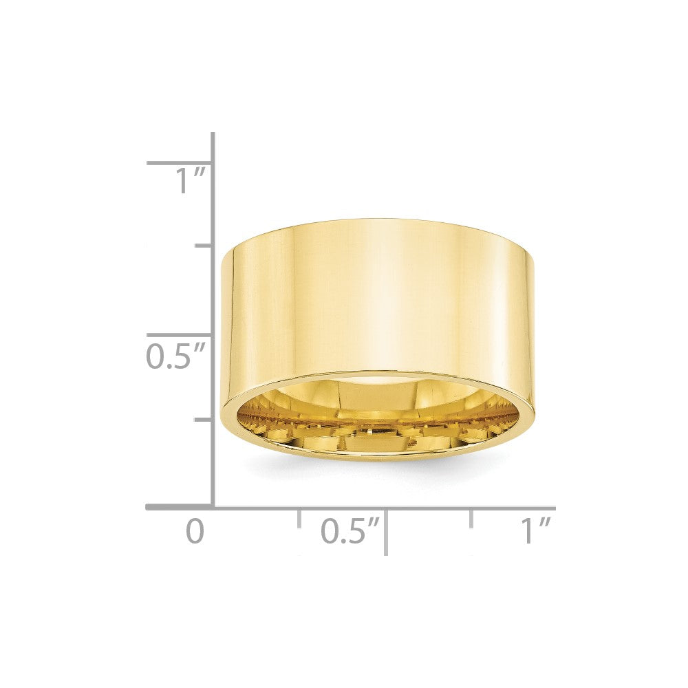 10k Yellow Gold 12mm Standard Weight Flat Comfort Fit Wedding Band