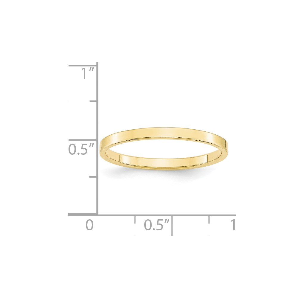 10k Yellow Gold 2mm Lightweight Flat Wedding Band