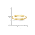 10k Yellow Gold 2mm Lightweight Flat Wedding Band