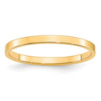 10k Yellow Gold 2mm Lightweight Flat Wedding Band