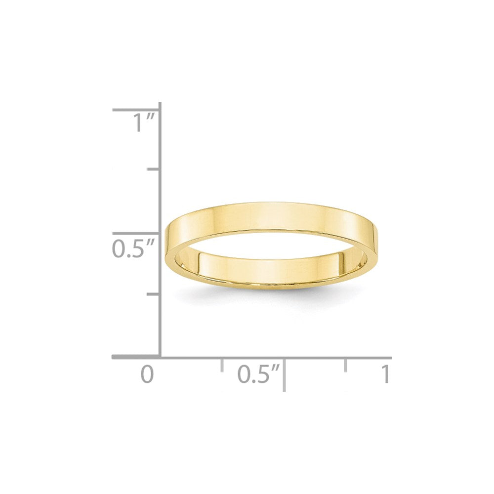 10k Yellow Gold 3mm Lightweight Flat Wedding Band