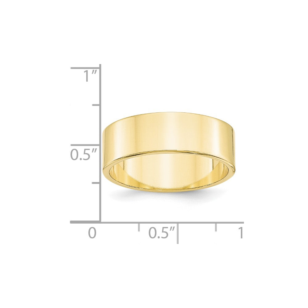 10k Yellow Gold 7mm Lightweight Flat Wedding Band