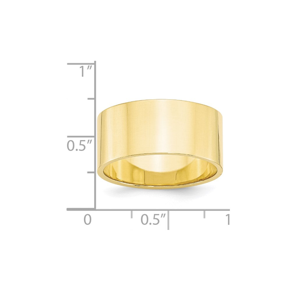 10k Yellow Gold 10mm Lightweight Flat Wedding Band
