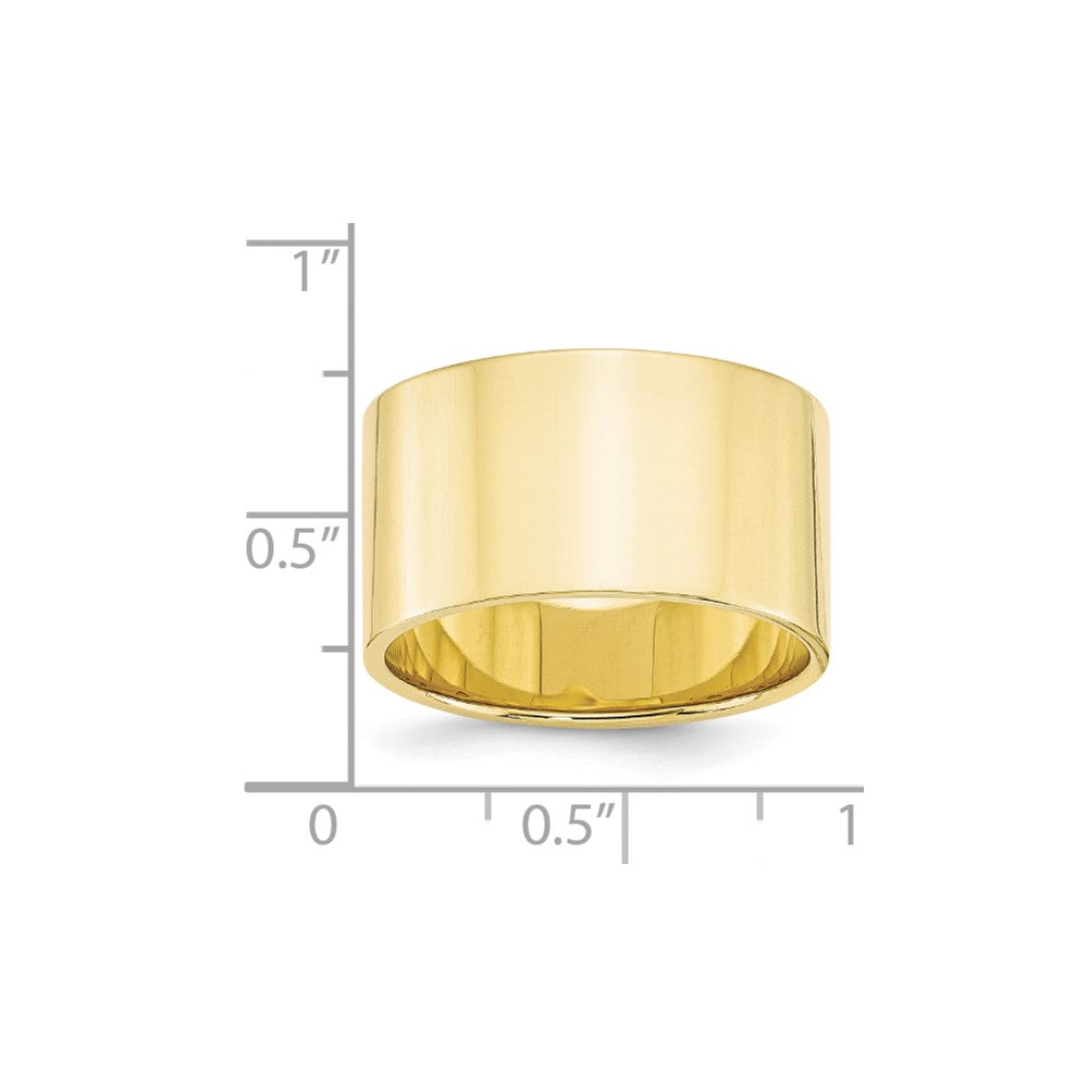 10k Yellow Gold 12mm Lightweight Flat Wedding Band