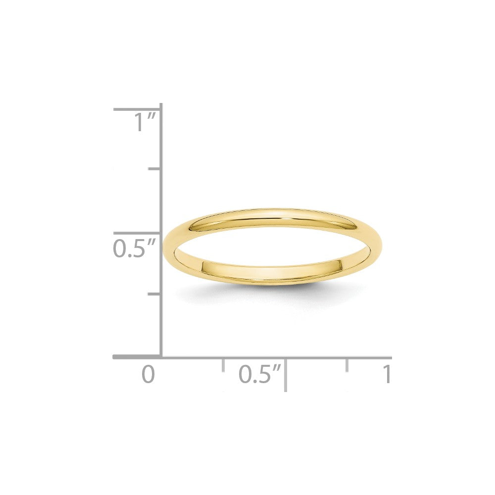 10k Yellow Gold 2mm Half Round Wedding Band