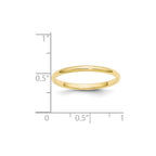 10k Yellow Gold 2mm Half Round Wedding Band