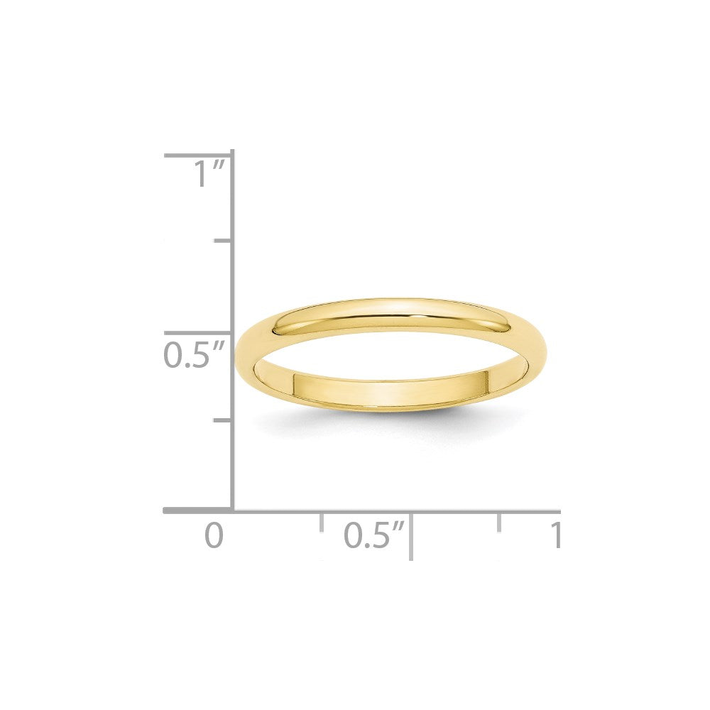 10k Yellow Gold 2.5mm Half Round Wedding Band