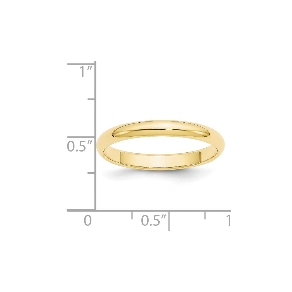 10k Yellow Gold 3mm Half Round Wedding Band