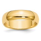 10k Yellow Gold 6mm Half Round Wedding Band