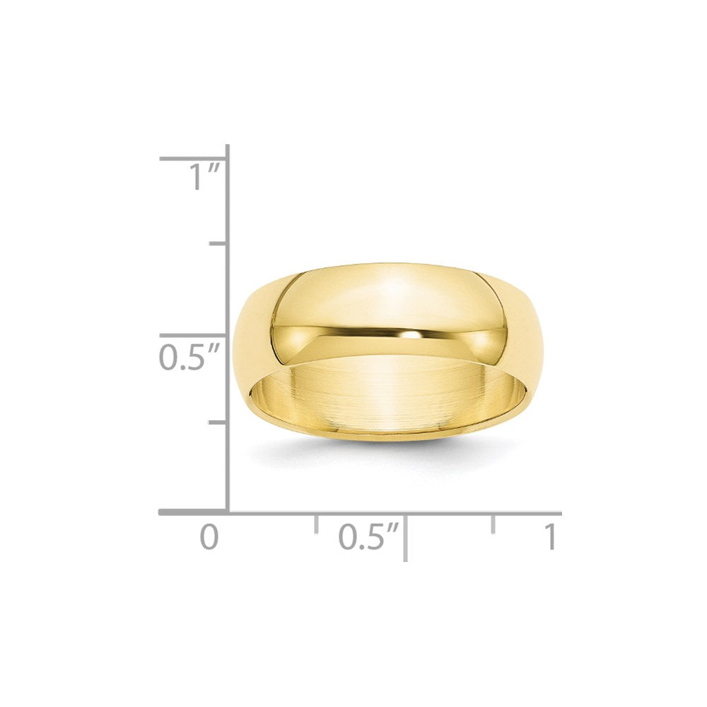 10k Yellow Gold 7mm Half Round Wedding Band
