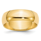 10k Yellow Gold 7mm Half Round Wedding Band
