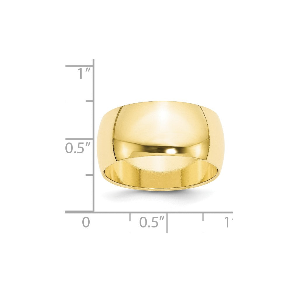 10k Yellow Gold 10mm Half Round Wedding Band