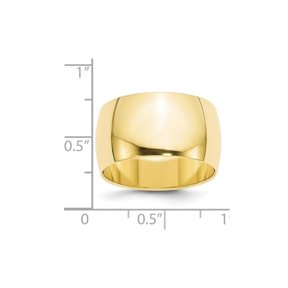10k Yellow Gold 12mm Half Round Wedding Band