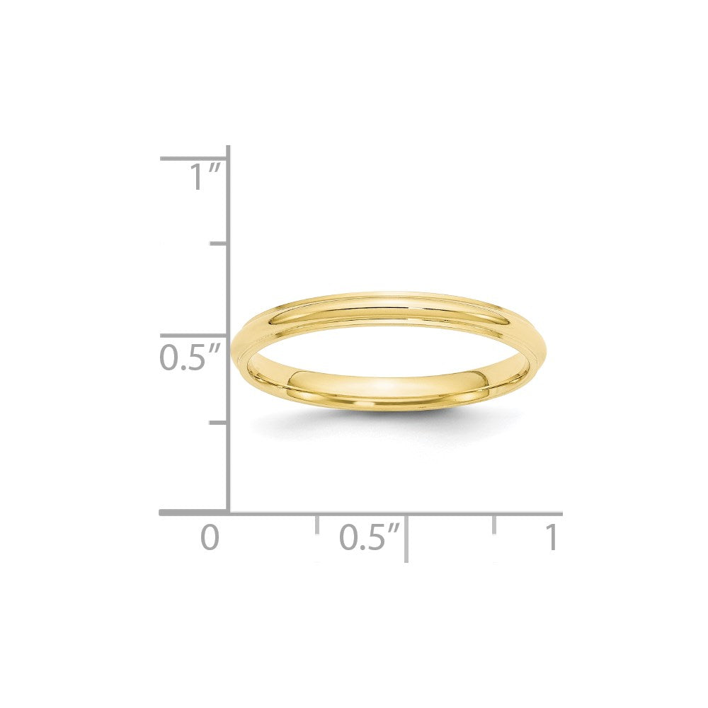10k Yellow Gold 2.5mm Half Round with Edge Wedding Band