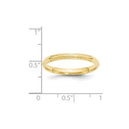10k Yellow Gold 2.5mm Half Round with Edge Wedding Band