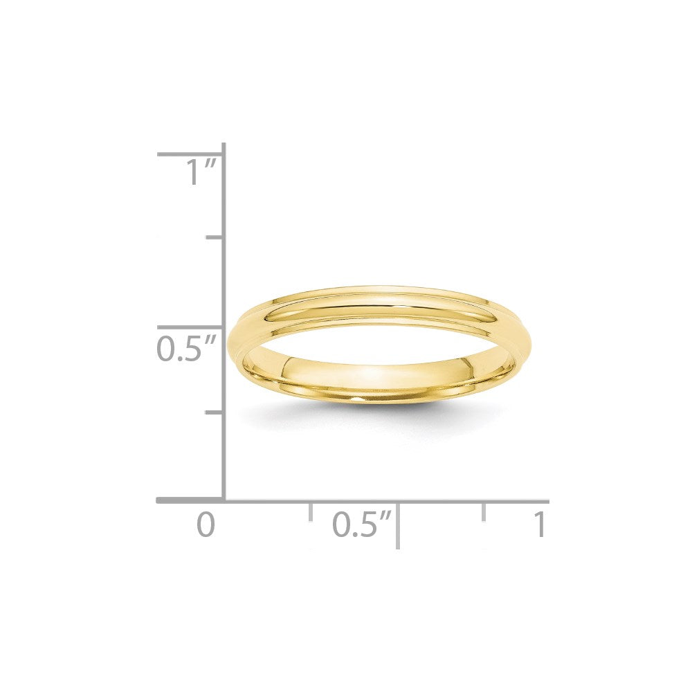 10k Yellow Gold 3mm Half Round with Edge Wedding Band