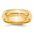 10k Yellow Gold 6mm Half Round with Edge Wedding Band