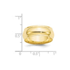 10k Yellow Gold 8mm Half Round with Edge Wedding Band