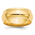 10k Yellow Gold 8mm Half Round with Edge Wedding Band