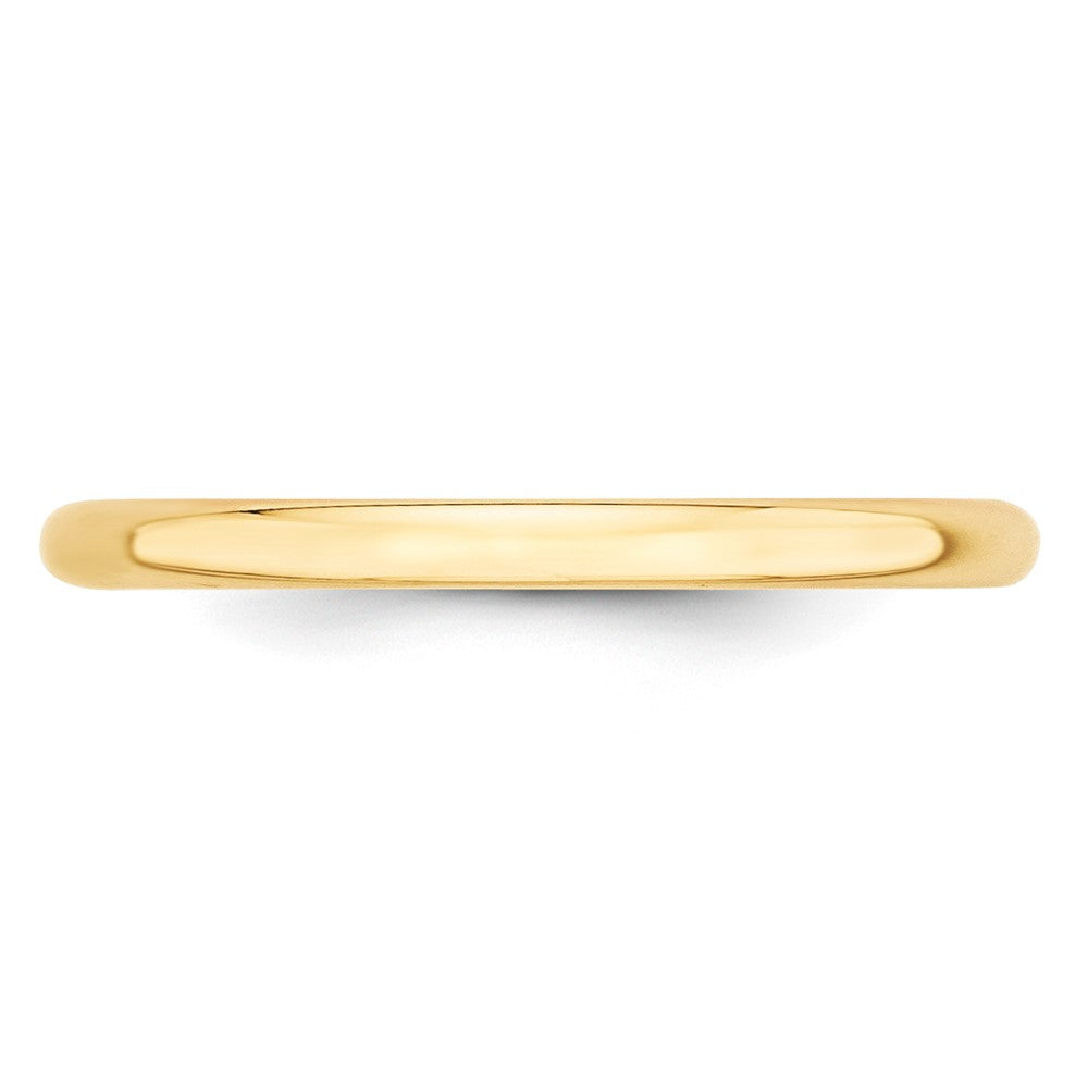 10k Yellow Gold 2mm Lightweight Half Round Wedding Band
