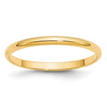 10k Yellow Gold 2mm Lightweight Half Round Wedding Band