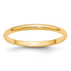10k Yellow Gold 2mm Lightweight Half Round Wedding Band